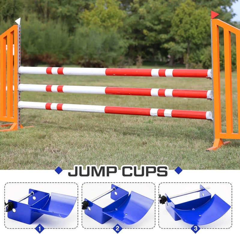 Abbylike 4 Pairs (8 Pieces) Jump Cups Metal Horse Jump Cups with Pin Fits Standards Uprights, Lightweight Durable for Hobby Horse Jumper Equestrian Activities - Image 2